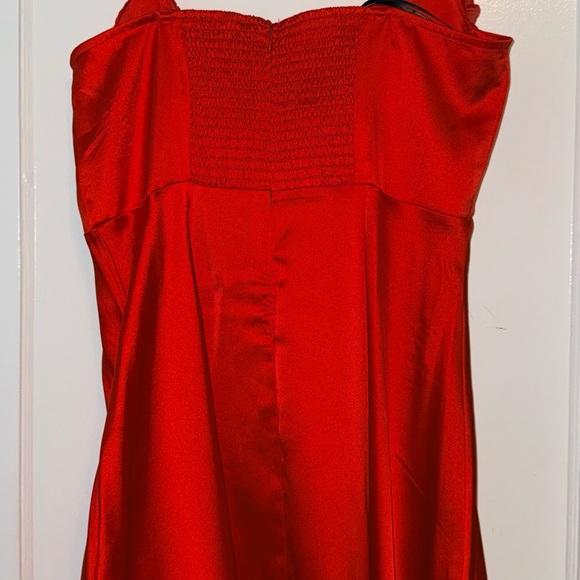 Satin Rhinestone Babydoll Mini Dress - Picture 6 of 6